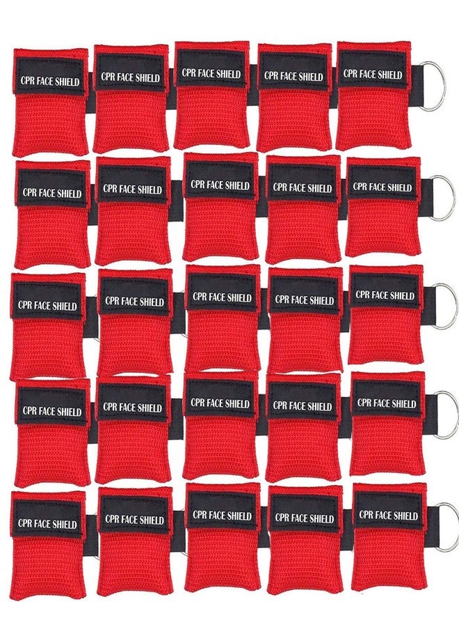 LSIKA-Z 25pcs CPR Face Shield Mask Keychain Keying CPR Face Shields Pocket Mask for First Aid or CPR Training (Red-25) - Image 1